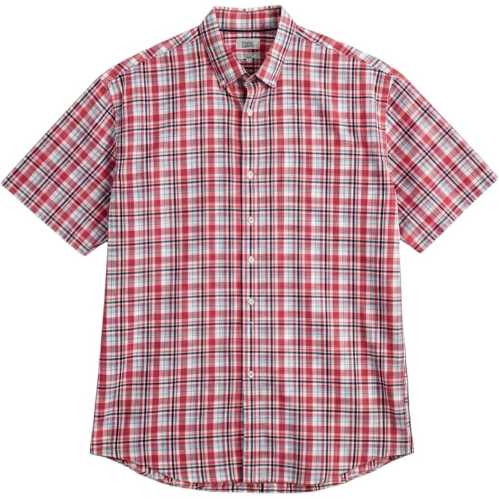 Croft & Barrow Mens Short Sleeve Plaid Button Down Shirt Red XL